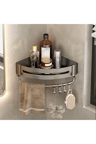 Generic رف دش زاوية HYTTER حامل تخزين لاصق بدون حفر رف دش مثبت على الحائط للحمام