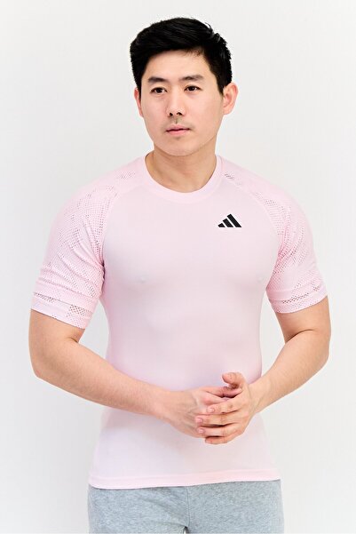 adidas Men Slim Fit Short Sleeves Training T-Shirt, Pink