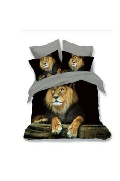 Ralex Finet 3D cotton double bed linen 6 pieces 220 x 240 cm, Lion, Black, Sulphur FN 3D 88