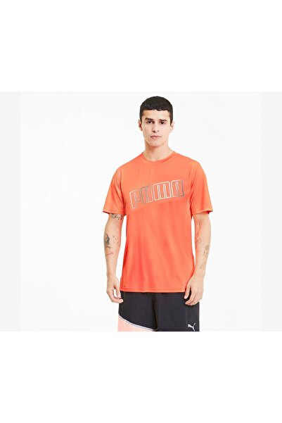 Puma Men Run Logo Short Sleeve Tee, Peach