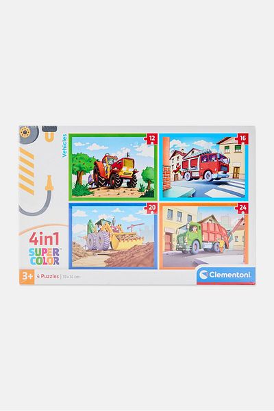CLEMENTONI Super Color Vehicles 4 in 1 Puzzle