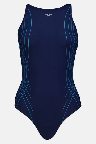 ARENA Women One Piece Brand Logo Sports Swimsuit, Navy