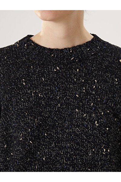 LC Waikiki Black Crew Neck Patterned Women's Knitwear Sweater