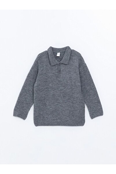 LC Waikiki Gray Polo Collar Knitwear Baby Boy Sweater