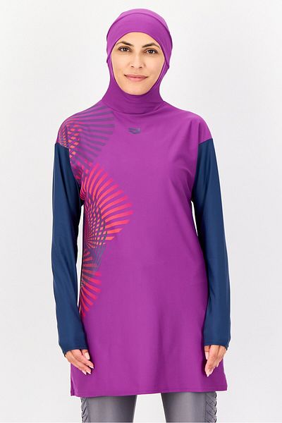 ARENA Women Brand Logo Hooded Rashguard, Purple
