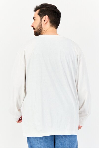 GAP Men Crew Neck Plain Long Sleeves Sweatshirts, White