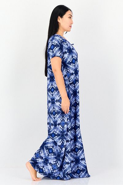 Zivame Women All Over Print Short Sleeves Night Dress, Multicolor