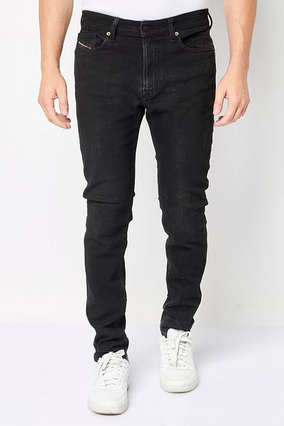 Diesel Men Skinny Fit Washed Stretchable Jeans, Black