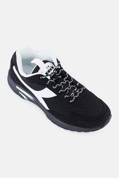 Diadora Men Brand Logo Lace Up Running Shoes, Black