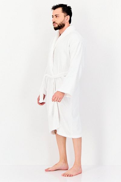 English Laundry Men Terry Belted Robe, White