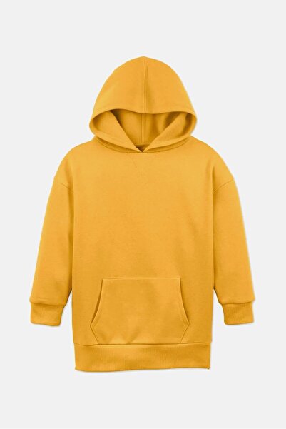 Tchibo Kids Girl Hooded Long Sleeve Plain Sweatshirt, Yellow
