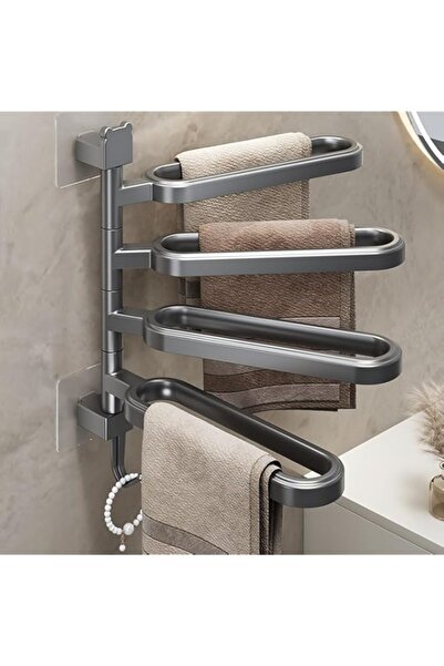 Generic Swivel Towel Rack with Hook, Foldable Bar with 4 Rotating Arm Flexibl...
