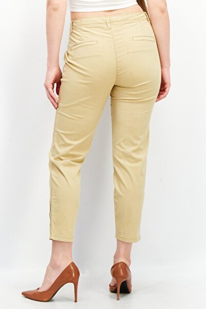 Esprit Women Regular Fit High Waist Stretchable Pants, Beige