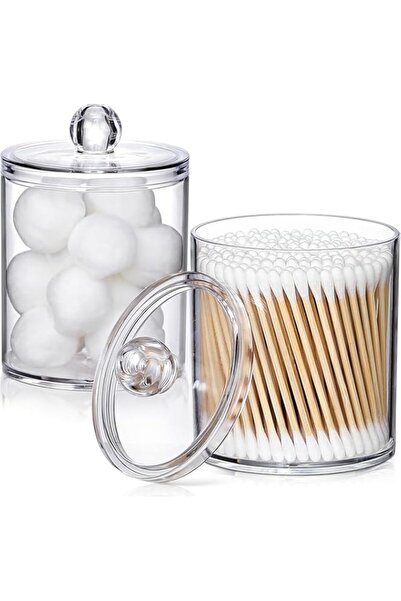 Generic عبوة من 2 حامل أعواد قطنية أكريليك موزع لمسحات القطن والكرات والوسادا...