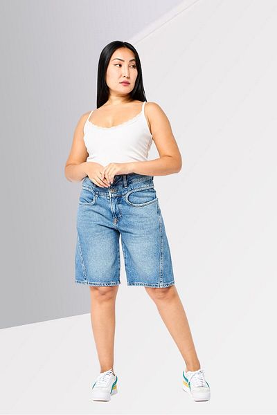 Diesel Women Washed Denim Shorts, Blue