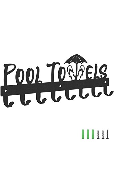 Generic Azonee Outdoor Pool Towel Rack with 8 Hooks, Carbon Steel Towel Holder for Bathrobes, Towels & Clot