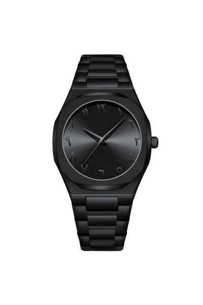 Choice ساعة رجالية سوداء اللون بتصميم عصري وبسيط وشخصية إبداعية باللون الأسود...