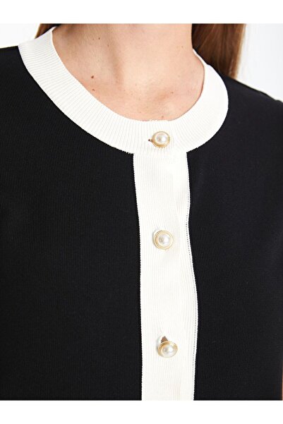 LC Waikiki Bisiklet Yaka Renk Bloklu Kadın Triko Hırka