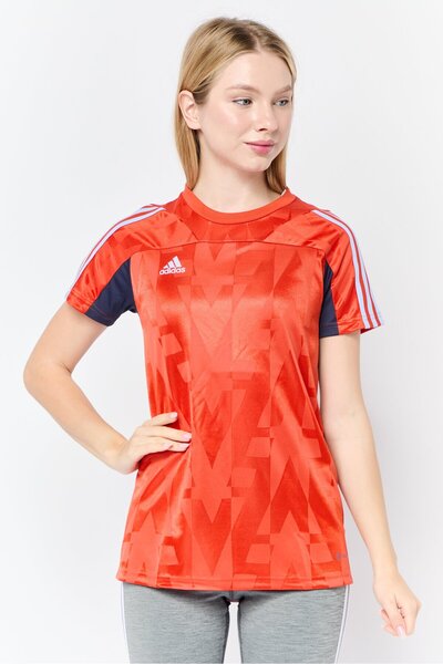 adidas Women Sportswear Fit Short Sleeves Football Jersey, Red