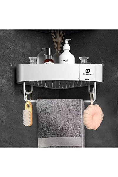 Generic رف دش زاوية، رفوف دش زاوية مع خطافات، منظم تخزين حمام بلاستيكي متعدد ...