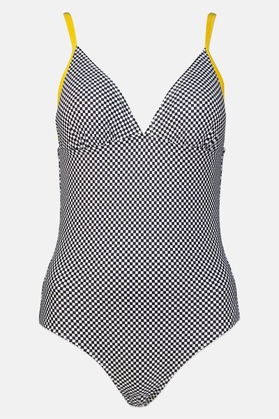 ARENA Women Padded Checkered One Piece Swimwear, Black