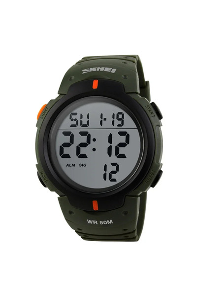 Choice1 Army Green SKMEI 1068 Calendar PU Strap 5Bar Waterproof Digital Watch...