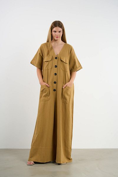 HANIQA Linen Look Wide Cut Jumpsuit |   44-50 |   25235