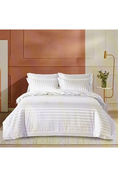 Ralex Double Bed Linen 6-Piece Set Damask Polycotton, Sheet 230 x 250 cm, Duvet Cover 200 x 230 cm, Pillow