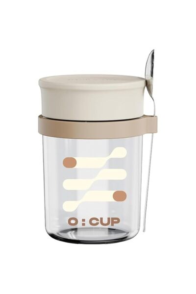 Generic KASTWAVE Overnight Oats Jars, Clear Concise Oatmeal Cup, Oatmeal Cup with Scale Mark, 350ml Glass V
