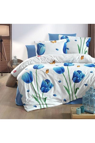 Ralex Lenjerie pat dublu Bumbac 100% Ranforce 4 piese extra large, cearsaf pat 240 x 260 cm, pilota 200 x
