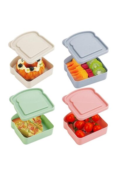 Generic 4 قطع من صناديق الساندويتش، حاويات صندوق الغداء، حاويات الساندويتش ال...