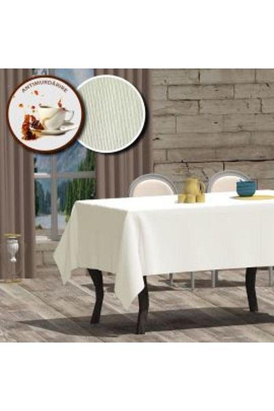 Ralex Stain-Resistant Tablecloth 100% Cotton 140 x 180 cm, Elegant Cream