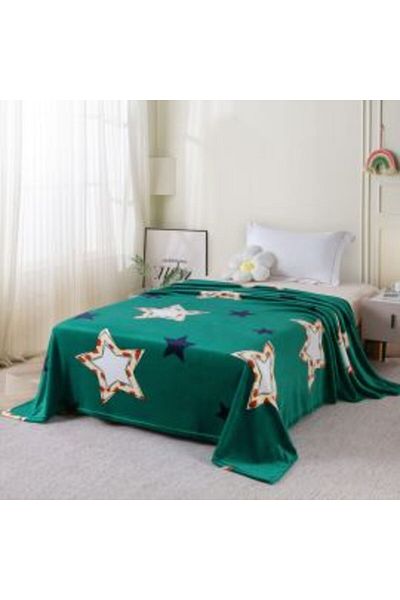 Ralex Cocolino Printed Blanket 200 x 230 cm, Green with Stars