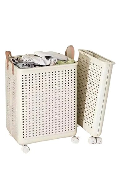 Generic Foldable Laundry Storage Basket, 36.8 x 36.8 x 20 cm, White Perforate...