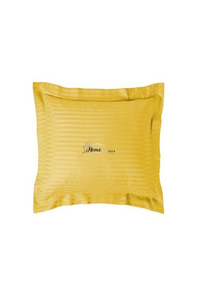 HomePuls Pillowcase Damask Polycotton Stripe 1 cm, 40 x 40 cm and Hem with 3.5 cm Border, Yellow