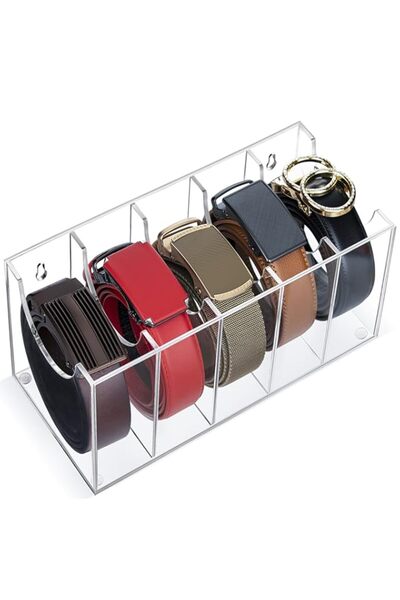 Generic منظم أحزمة من الأكريليك من PROKTIK، حامل أحزمة بخمس شبكات، تخزين للأح...