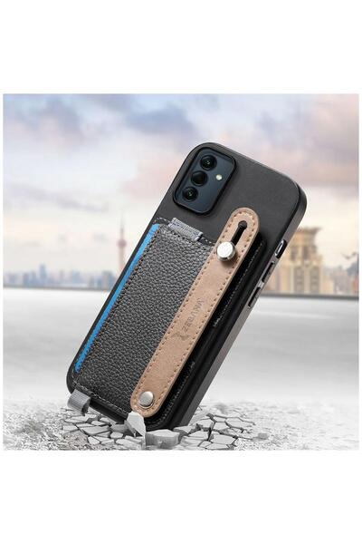 Zebana Samsung Galaxy A17 Compatible Case 2in1 Best Leather Case with Card Holder Black