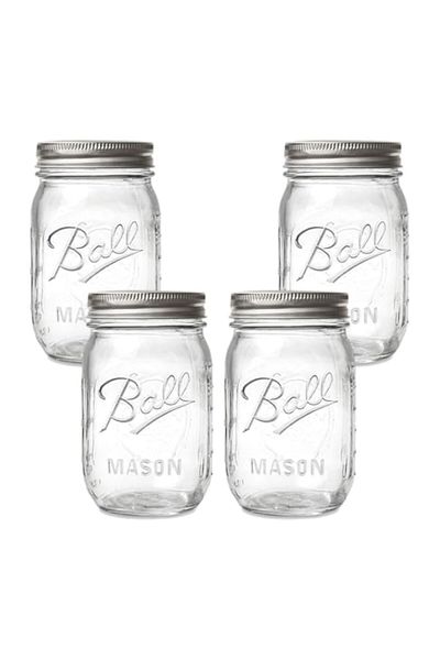 Generic BMXENG Glass Regular Mouth Mason Jars, 950ml Clear Glass Jars with Silver Metal Lids for Sealing, C