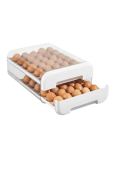 Generic حامل بيض أزوني للثلاجة، منظم بيض قابل للتكديس، 60 قطعة، حاوية تخزين ب...