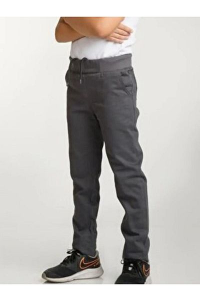 Sereia Unisex Rubber Waist School and Daily Canvas Trousers Gray - Gray - Sreiaumytkoscelpan-Gri