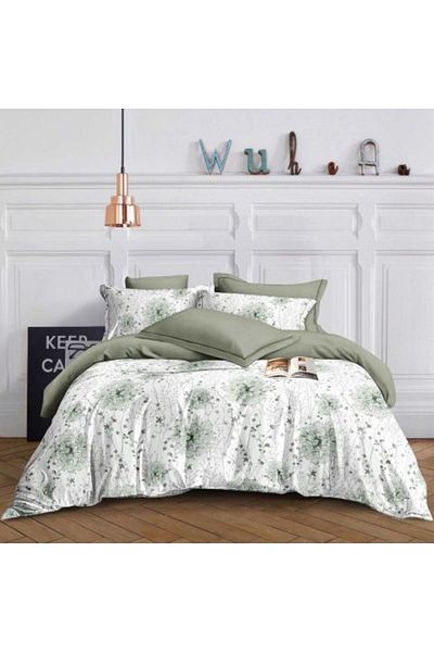 Ralex Double Bed Linen Economy 4 Pieces, Floral Print Green ECN 17