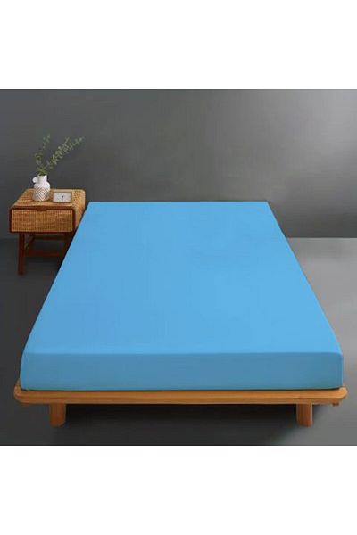 Ralex Bed Cover Knit Jersey Cotton 100%, for Mattress 90 x 200 cm or 100 x 200 cm Blue