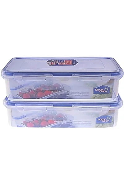Generic LocknLock Classic Containers Set of 2 Piece, HPL816SA2, Clear/Blue, 0.8 Liter, Rectangular