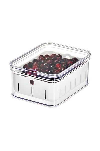 Generic iDesign Crisp Stackable Refrigerator and Pantry Berry Crisp Bin, Clear/White, ID71640ES