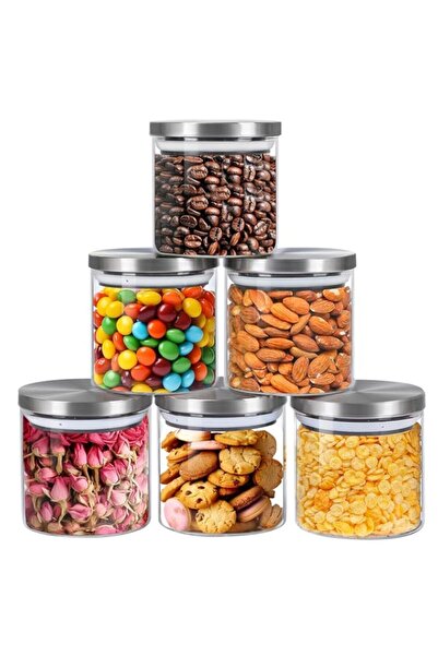 Generic Glass Food Storage Containers with Stainless Lids, Clear Glass Jar with Lid set of 4, Small Glass C