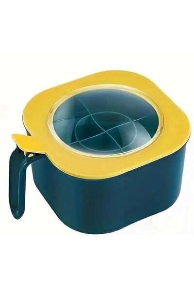 Generic 4-in-1 Round Plastic Seasoning Box with Spoons - Multi-Grid Spice Container for Kitchen Sto