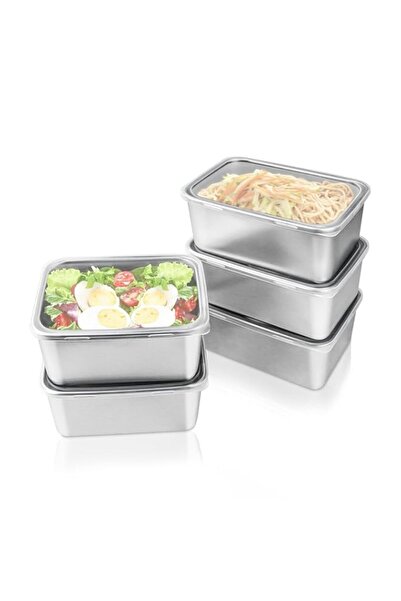 Generic POVOND 5 قطع من حاويات الطعام المصنوعة من الفولاذ المقاوم للصدأ مع أغ...