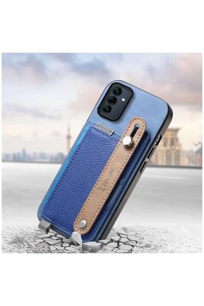 Zebana Samsung Galaxy A17 Compatible Case 2in1 Best Leather Case with Card Holder Blue