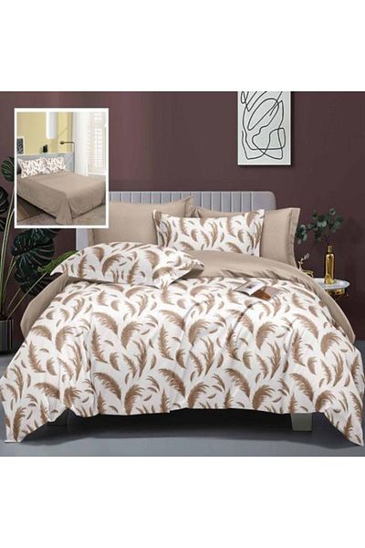 Ralex Double Bed Linen Finet Cotton Elegance 6 Pieces Beige Snowflake, Pucioasa