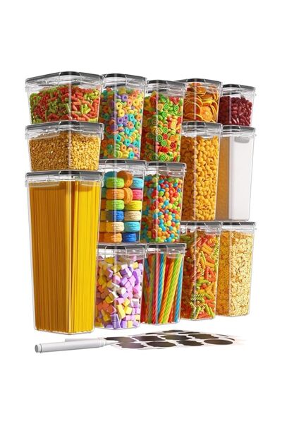 Generic Premify 15 Airtight Food Storage Containers Set with Lids,BPA Free Plastic Dry Food Canisters For C